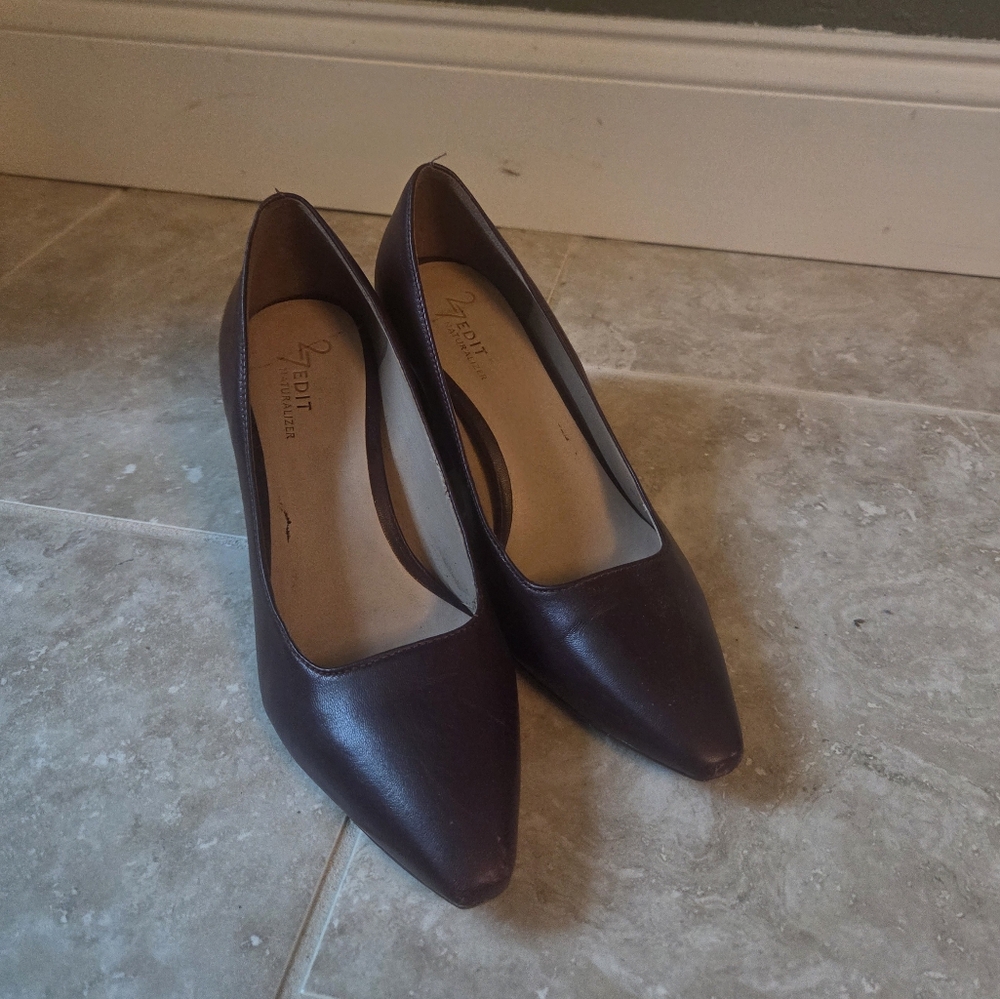 Burgandy Leather Chunky Heels